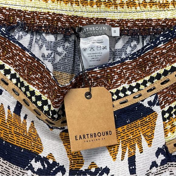 Earthbound Trading Co Pants Womens Size S Tribal Print Wide Leg Festive Boho NWT - Picture 6 of 12